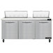 A Continental Refrigerator refrigerated sandwich prep table with three doors.