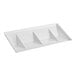 A white plastic tray with three triangular sections.