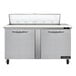 A Continental Refrigerator stainless steel refrigerated sandwich prep table with 2 doors.