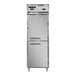 A white Continental Refrigerator with two half doors and silver handles.