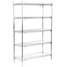 A chrome Metro wire shelving unit with four shelves.