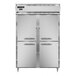 A white Continental Refrigerator reach-in refrigerator with silver handles on double doors.