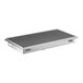 A rectangular 24-inch by 42-inch stainless steel floor trough with a grated top.