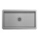 A rectangular 24-inch by 42-inch stainless steel floor trough with a grate cover and central drain.