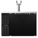 A black rectangular Continental Refrigerator beer dispenser with two taps on it.