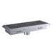 A Regency stainless steel floor trough with grate on top.