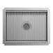 A rectangular 24 by 30 inch stainless steel floor trough with a grate cover and central drain.