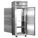 A Continental Refrigerator extra-wide reach-in refrigerator with a solid door open.