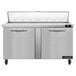 A Continental Refrigerator stainless steel sandwich prep table with two doors.
