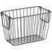 a black wire basket with a white background