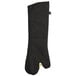 A black SafeMitt oven mitt with a gold Kevlar gusset on a white background.