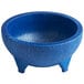 a blue bowl with legs