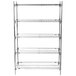 A Metro chrome wire shelving unit with four shelves.