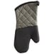 A black and grey SafeMitt oven mitt with a neoprene grip.