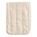 A rectangular, cream-colored terry cloth pan grabber or baker's pad with a wrist strap.