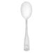 A silver spoon with a black handle.