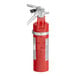 A red Buckeye fire extinguisher with a white label.