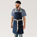 Stock Mfg. Co. Indigo Denim Bib Apron with 3 Pockets - 32 inchL x 27.5 inchW