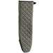 A grey quilted SafeMitt oven glove cover with a zipper.