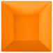 An orange square bowl with black edges and white inside.