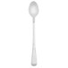 A silver spoon with a white background.