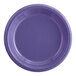A purple plastic plate on a white background.