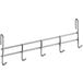 A metal rack with 5 Regency metal hooks.