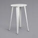 A white metal Flash Furniture bar stool with two legs.