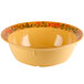 A yellow Venetian bowl with a floral design.