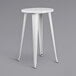 A white metal Flash Furniture bar height table with 4 square seat backless stools.