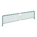 A close-up of a green metal wire shelf divider.