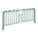 A green metal wire shelf divider with two bars.