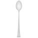 A Walco stainless steel iced tea spoon with a white handle and a silver rim on a white background.