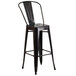 A Flash Furniture black metal bar stool with a square seat.