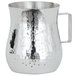 An American Metalcraft silver stainless steel bell creamer with a handle.