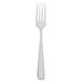 A silver fork with a white background.