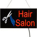 A white rectangular LED sign that says "Hair Salon" in red and white text.