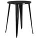 A Flash Furniture black metal round bar height table with legs.