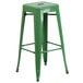 A green metal Flash Furniture square seat backless stool.