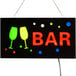 A Choice LED rectangular bar sign with red and blue text that displays two glasses.