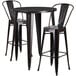 a group of black stools