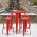 a close-up of red stools