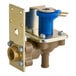 A brass Manitowoc Ice water inlet valve with a blue handle and brass fittings.