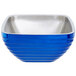 a blue and silver bowl