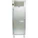 A Traulsen stainless steel single section reach-in freezer with an open door.