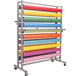 A Bulman horizontal paper rack holding 20 rolls of paper.