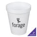 A white Dart foam cup with black customizable text that says "Forgeage"