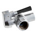 A silver metal Vollrath drain valve with a black handle.