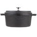 An American Metalcraft pre-seasoned cast iron pot with a lid.