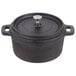 An American Metalcraft pre-seasoned cast iron pot with a lid.